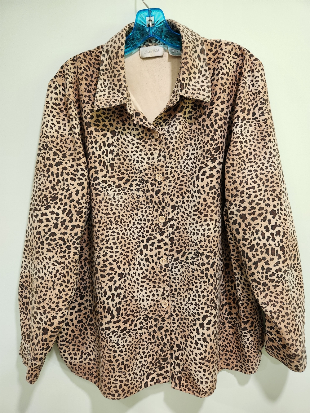 Studio Works Leopard Print Button-Down Shirt - Beige/Brown
